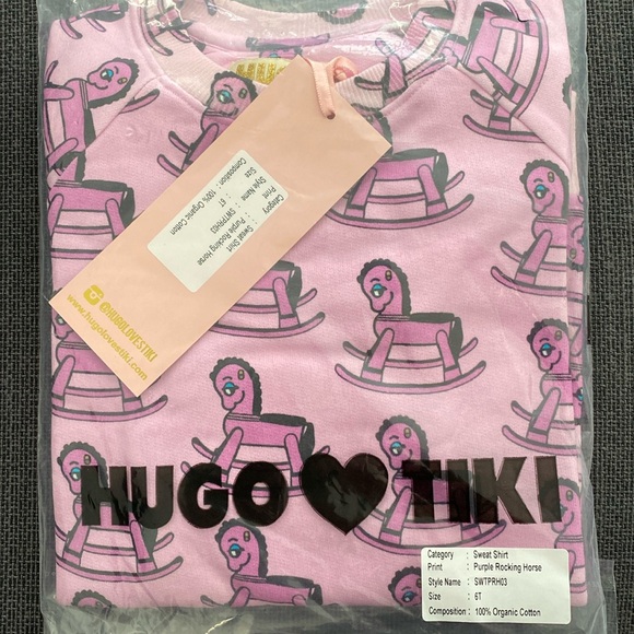 Hugo Loves Tiki Purple Rocking Horse Sweatshirt NWT - Picture 3 of 3